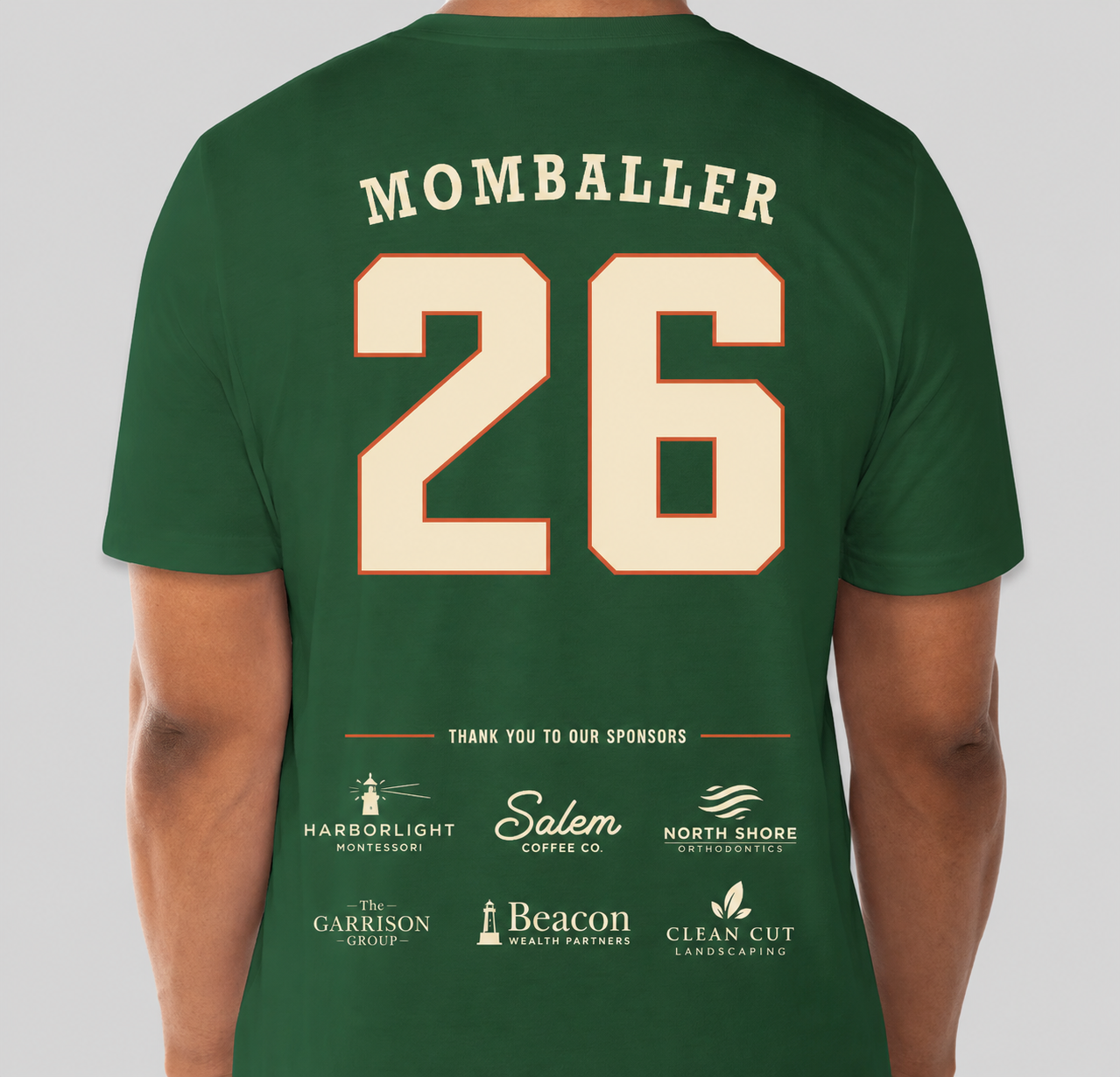 Back of a Honey Badgers team shirt with sponsor logos